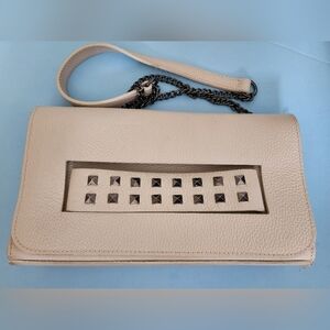 NWOT Revolve House of Harlow 1960‎ Cream White Leather Stud Clutch Crossbody Bag